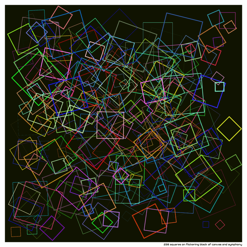 238 squares on flickering black of canvas and symphony