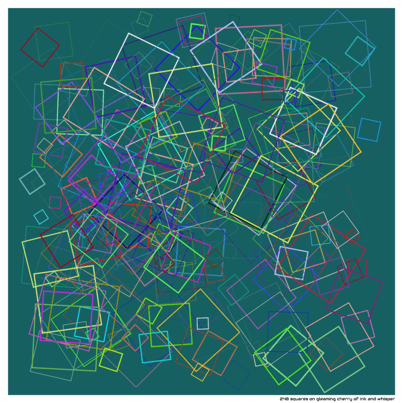 248 squares on gleaming cherry of ink and whisper