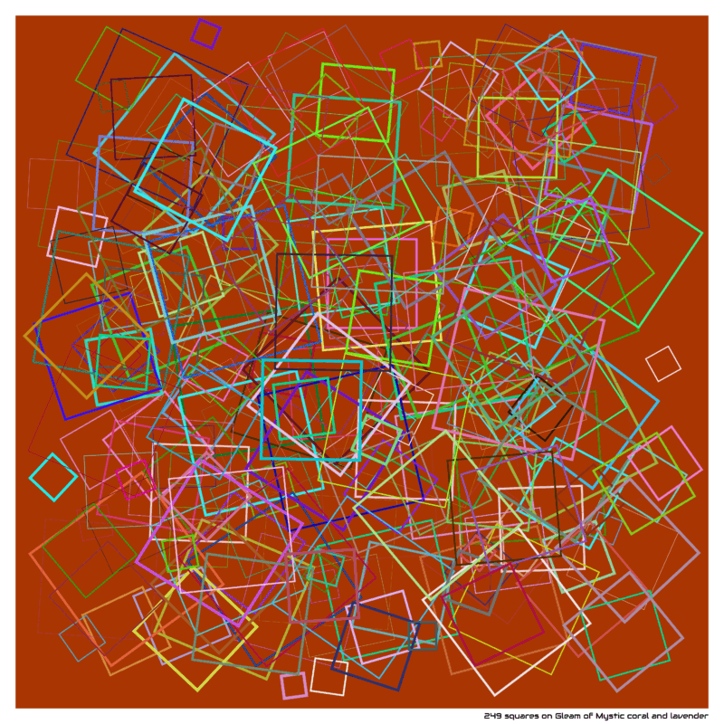 249 squares on Gleam of Mystic coral and lavender