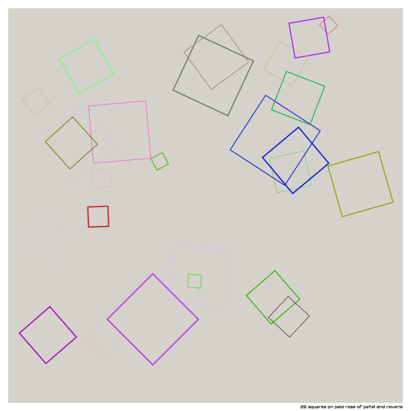 26 squares on pale rose of petal and reverie