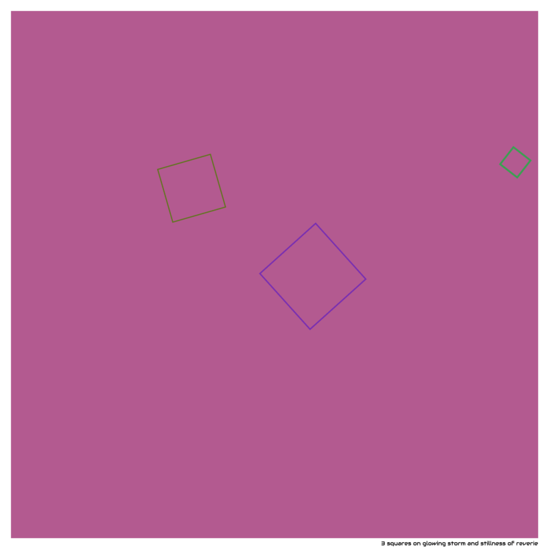 3 squares on glowing storm and stillness of reverie