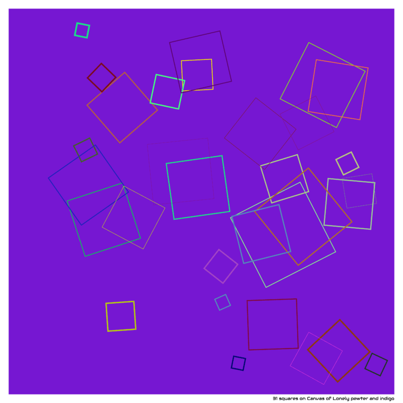 31 squares on Canvas of Lonely pewter and indigo