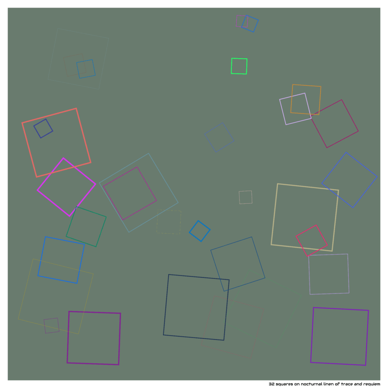 32 squares on nocturnal linen of trace and requiem