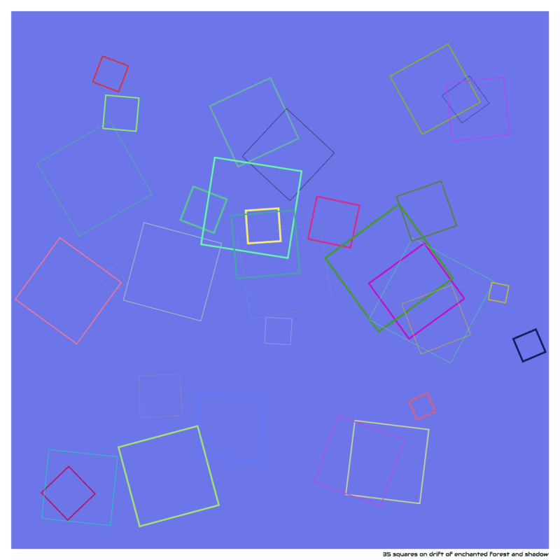 35 squares on drift of enchanted forest and shadow