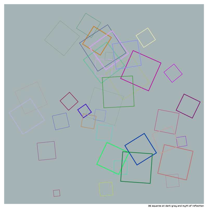 36 squares on dark gray and myth of reflection
