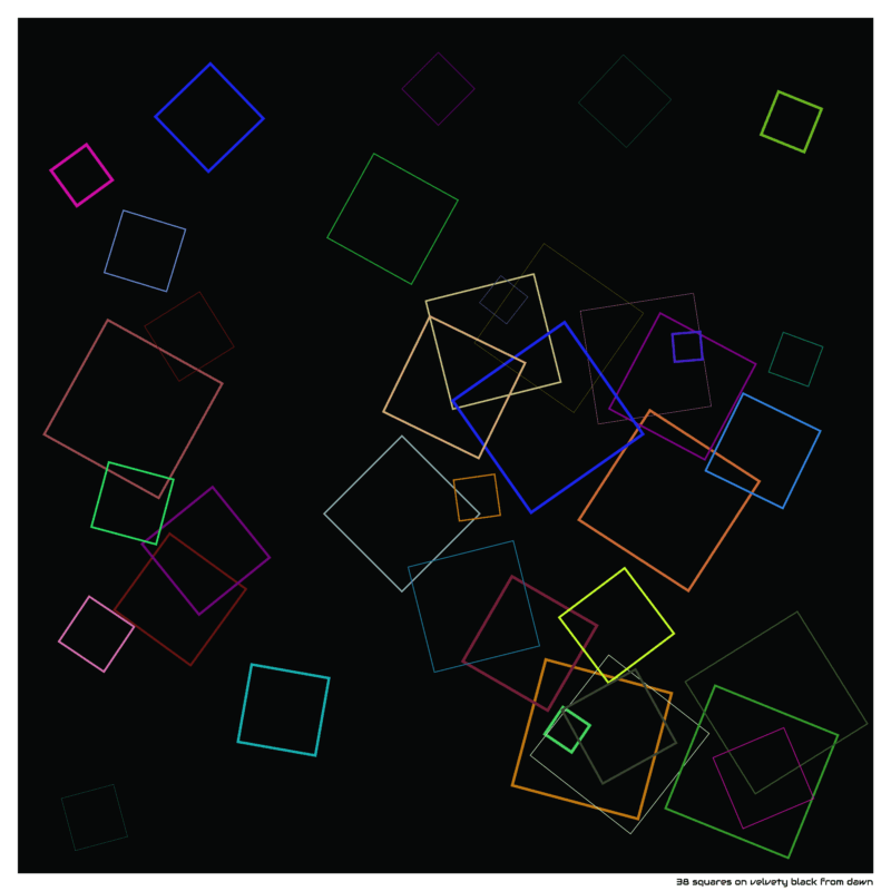 38 squares on velvety black from dawn