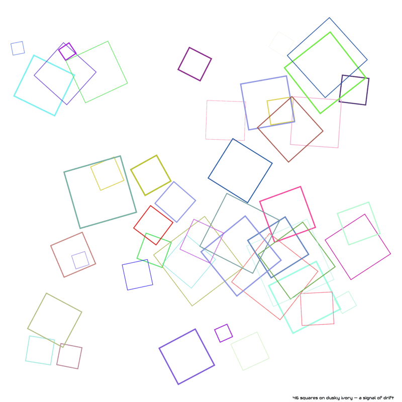 46 squares on dusky ivory — a signal of drift