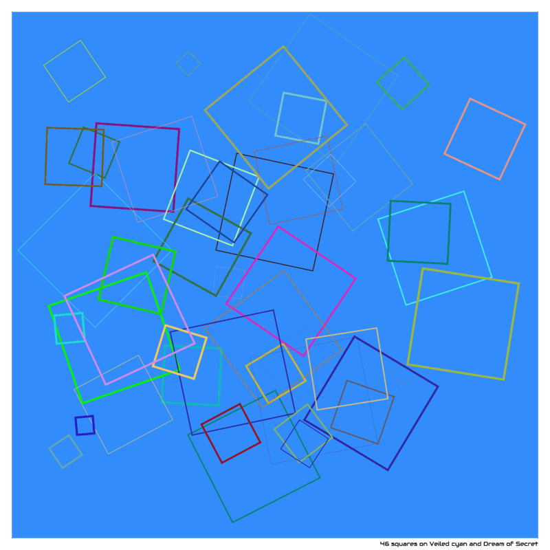 46 squares on Veiled cyan and Dream of Secret