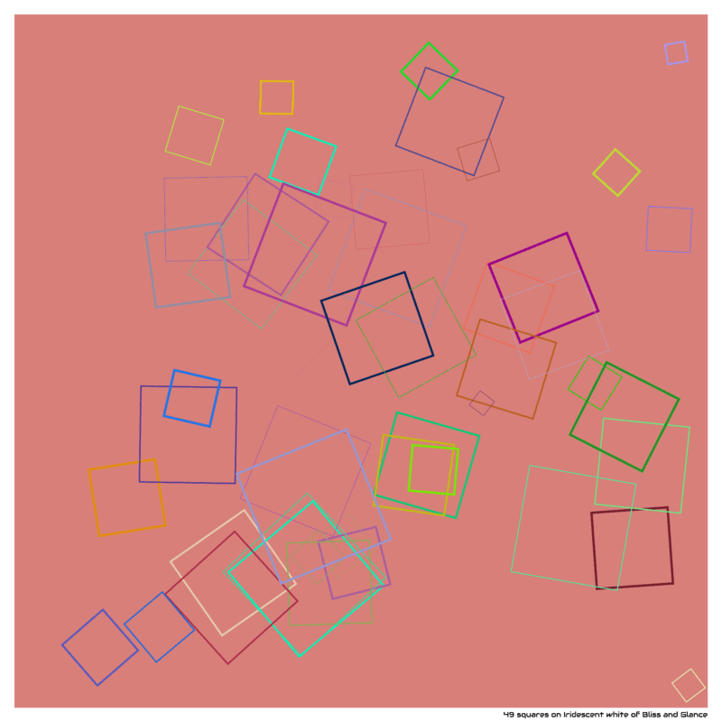 49 squares on Iridescent white of Bliss and Glance