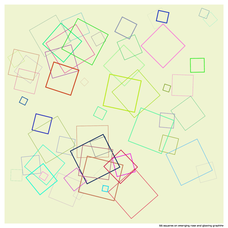 55 squares on emerging rose and glowing graphite
