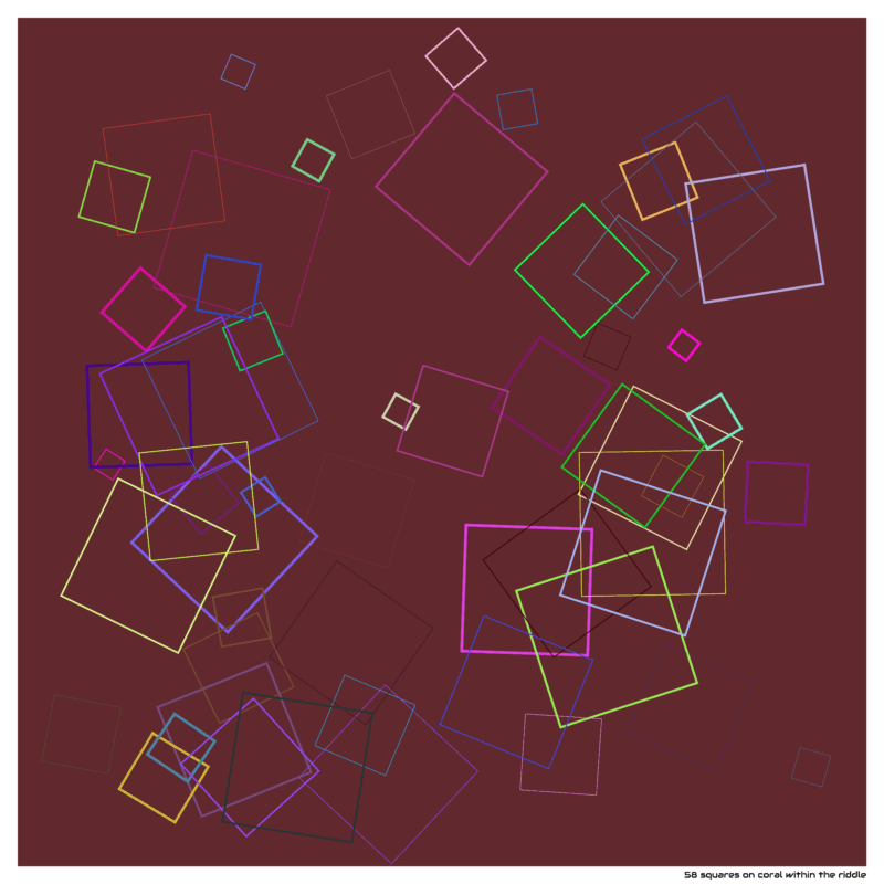 58 squares on coral within the riddle
