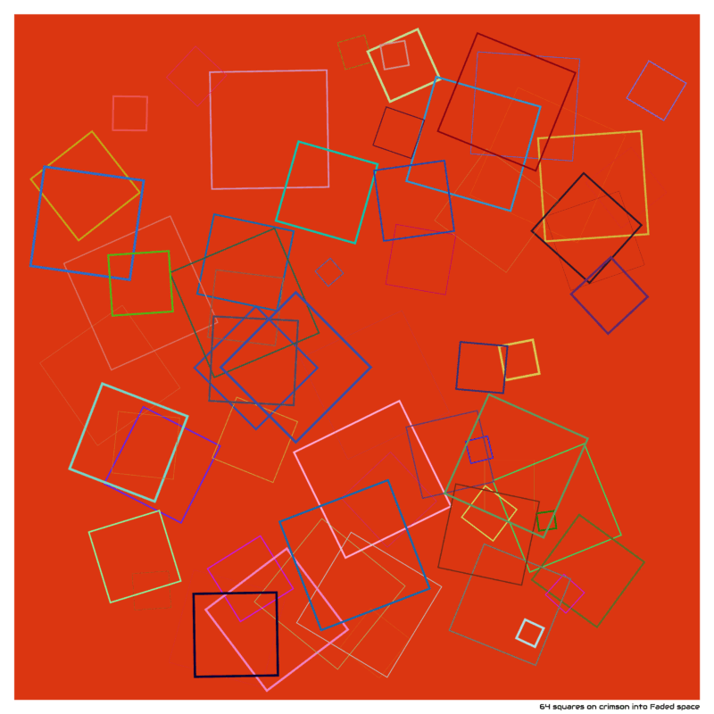 64 squares on crimson into Faded space