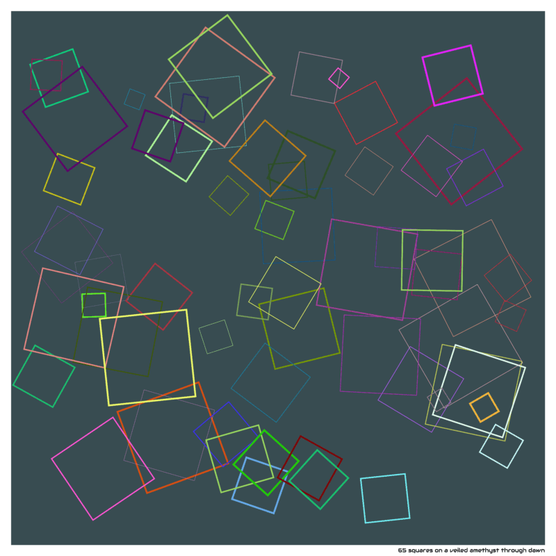 65 squares on a veiled amethyst through dawn