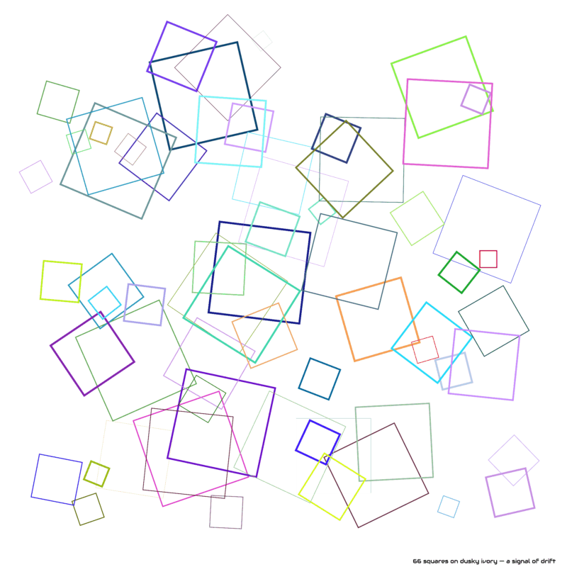 66 squares on dusky ivory — a signal of drift