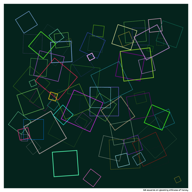 68 squares on gleaming stillness of honey