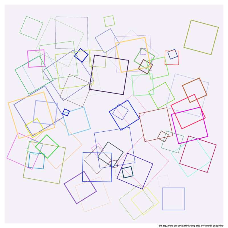 69 squares on delicate ivory and ethereal graphite