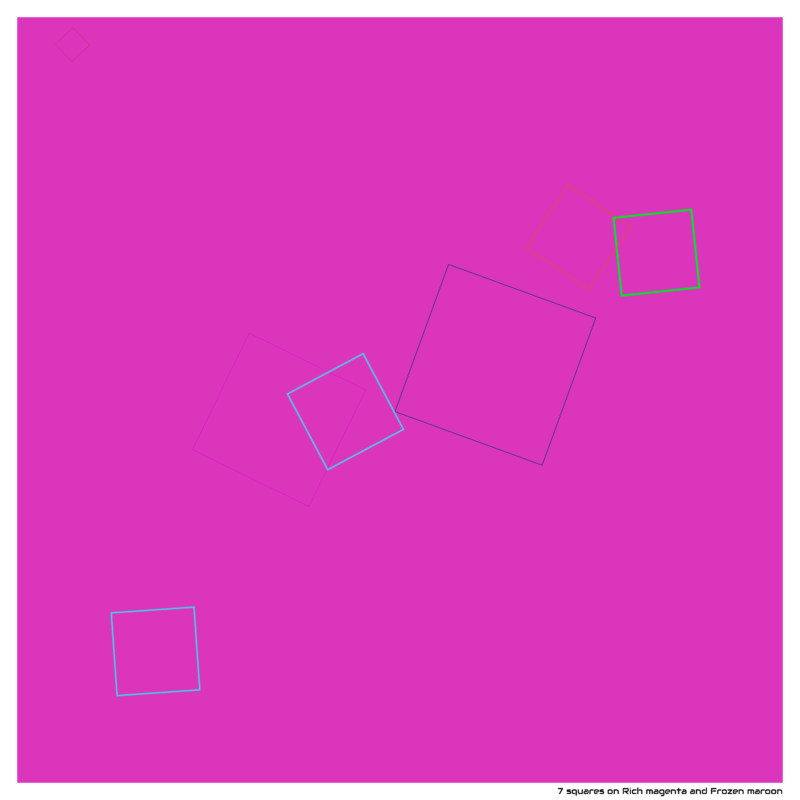 7 squares on Rich magenta and Frozen maroon