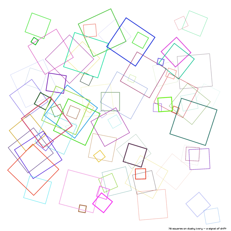 78 squares on dusky ivory — a signal of drift