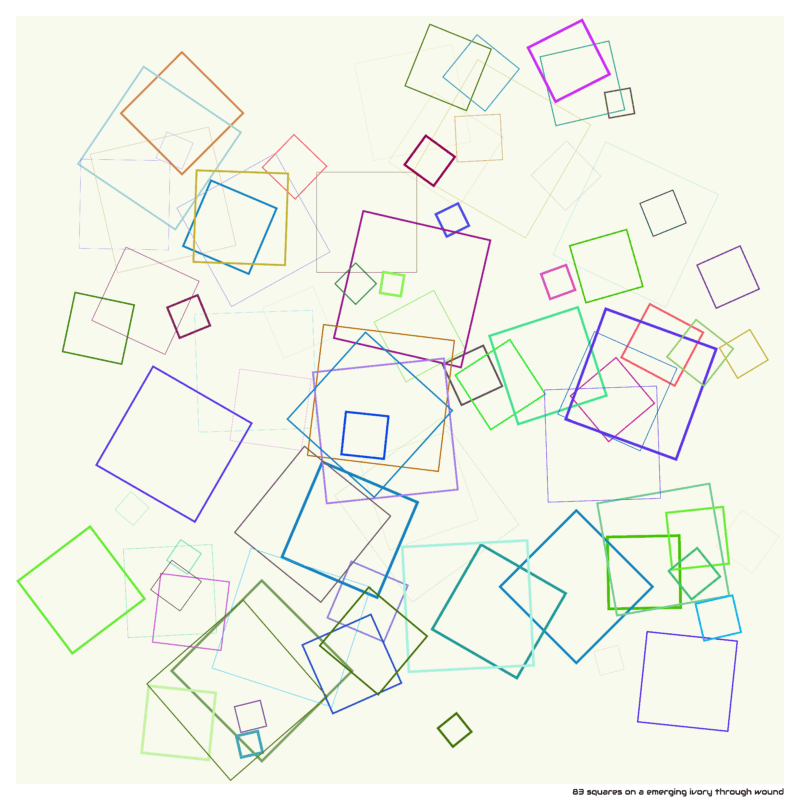 83 squares on a emerging ivory through wound