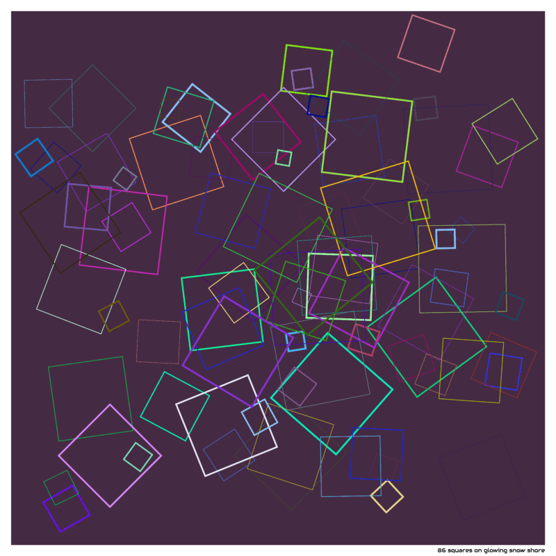 86 squares on glowing snow shore