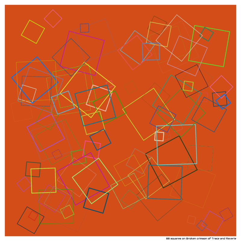 88 squares on Broken crimson of Trace and Reverie