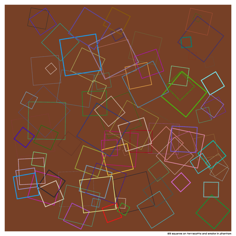 89 squares on terracotta and smoke in phantom