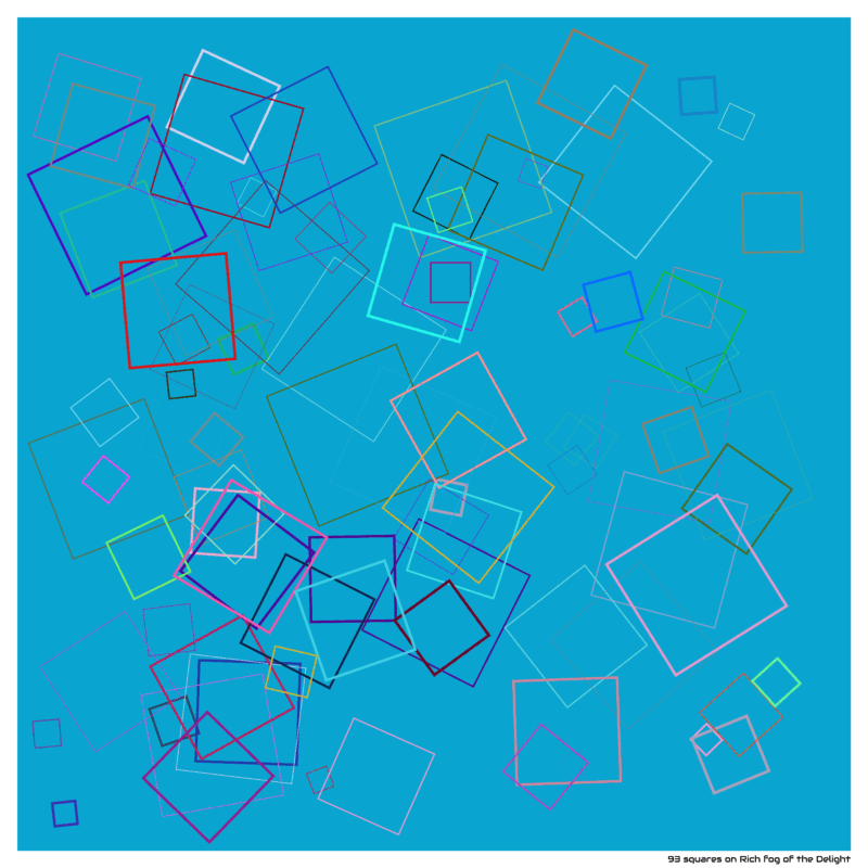 93 squares on Rich fog of the Delight