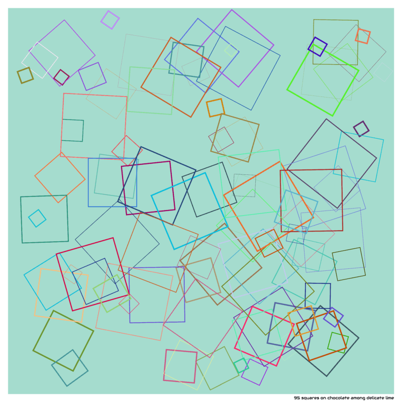 95 squares on chocolate among delicate lime