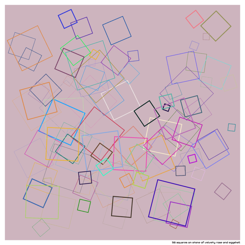 98 squares on stone of velvety rose and eggshell