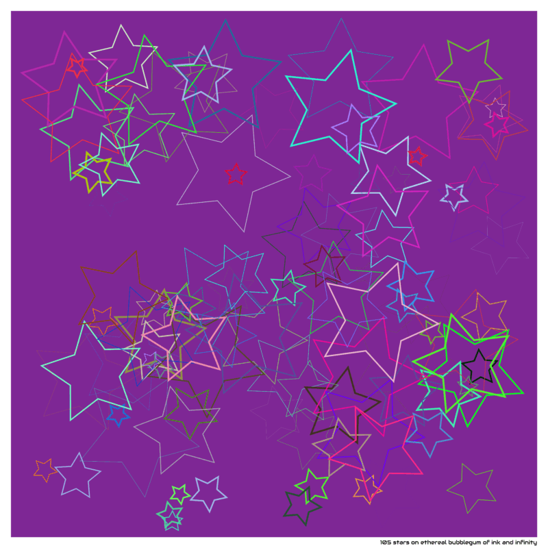 105 stars on ethereal bubblegum of ink and infinity