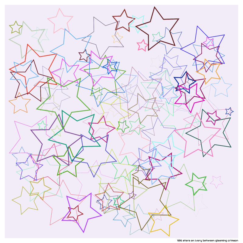 106 stars on ivory between gleaming crimson