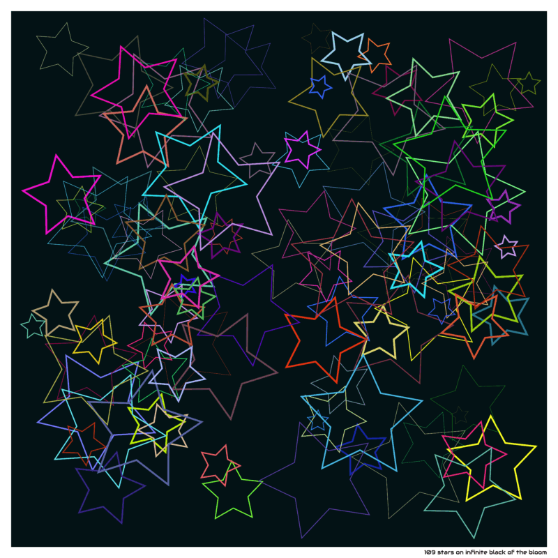 109 stars on infinite black of the bloom