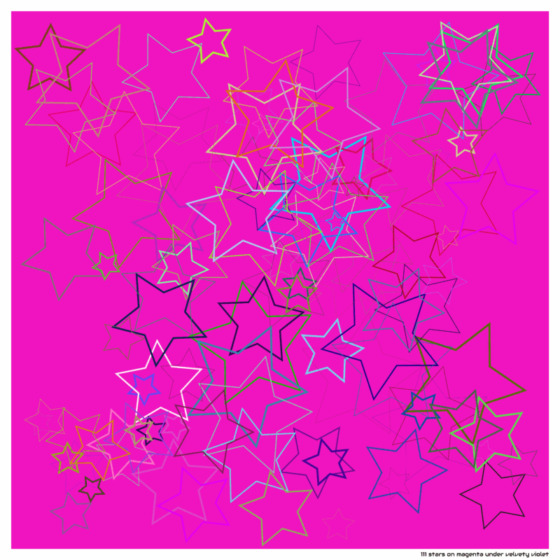 111 stars on magenta under velvety violet