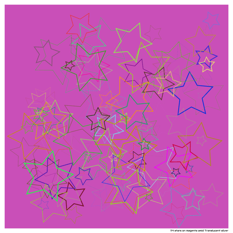 114 stars on magenta amid Translucent silver