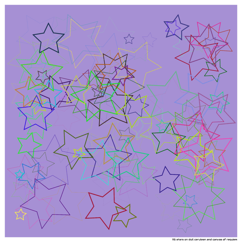 115 stars on dull cerulean and canvas of requiem