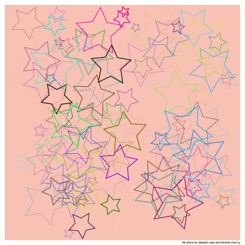 119 stars on Glazed rose and Muted cherry