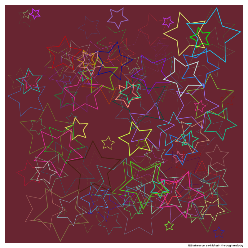 125 stars on a vivid ash through melody