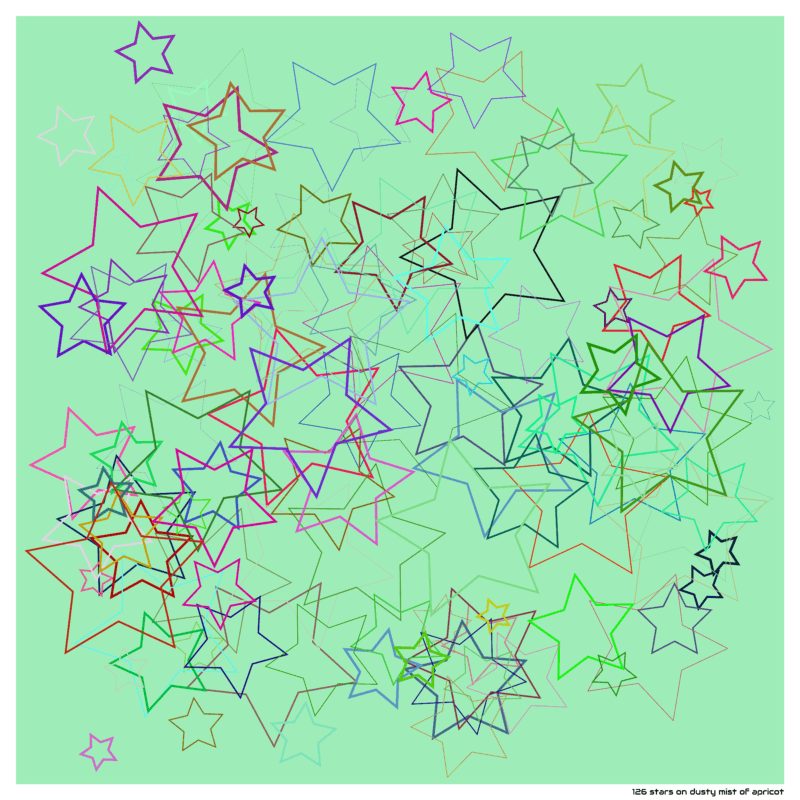 126 stars on dusty mist of apricot