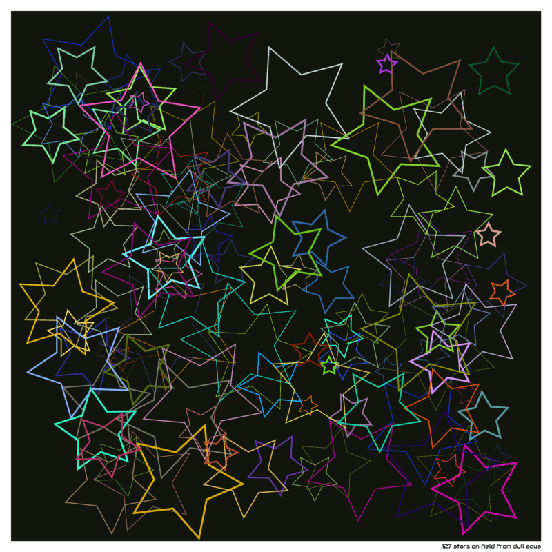 127 stars on field from dull aqua