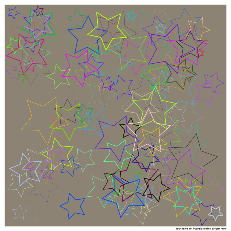130 stars on fuchsia within Bright mint