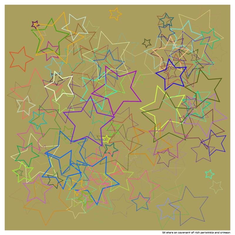 131 stars on covenant of rich periwinkle and crimson