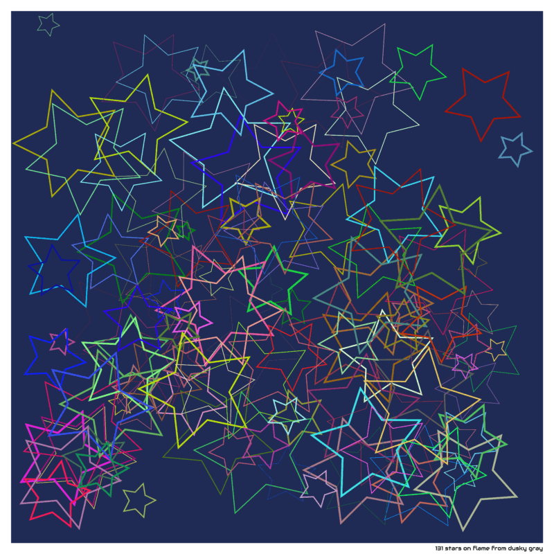 131 stars on flame from dusky gray