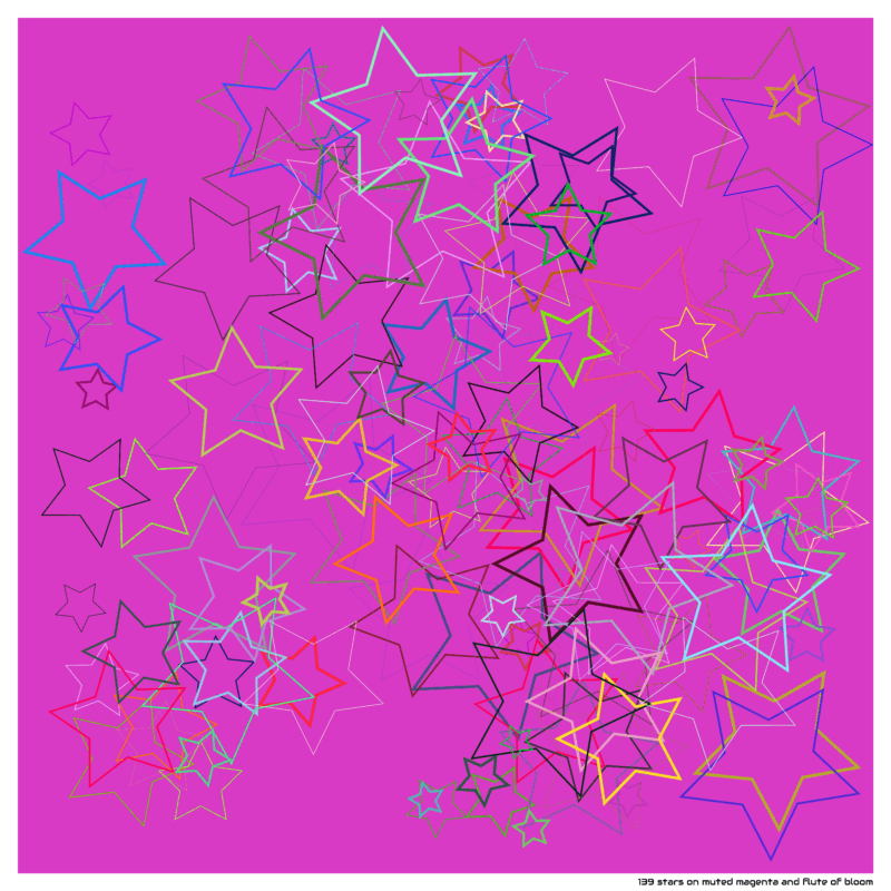 139 stars on muted magenta and flute of bloom