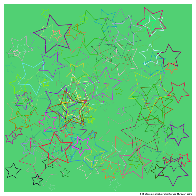 140 stars on a hollow chartreuse through spire