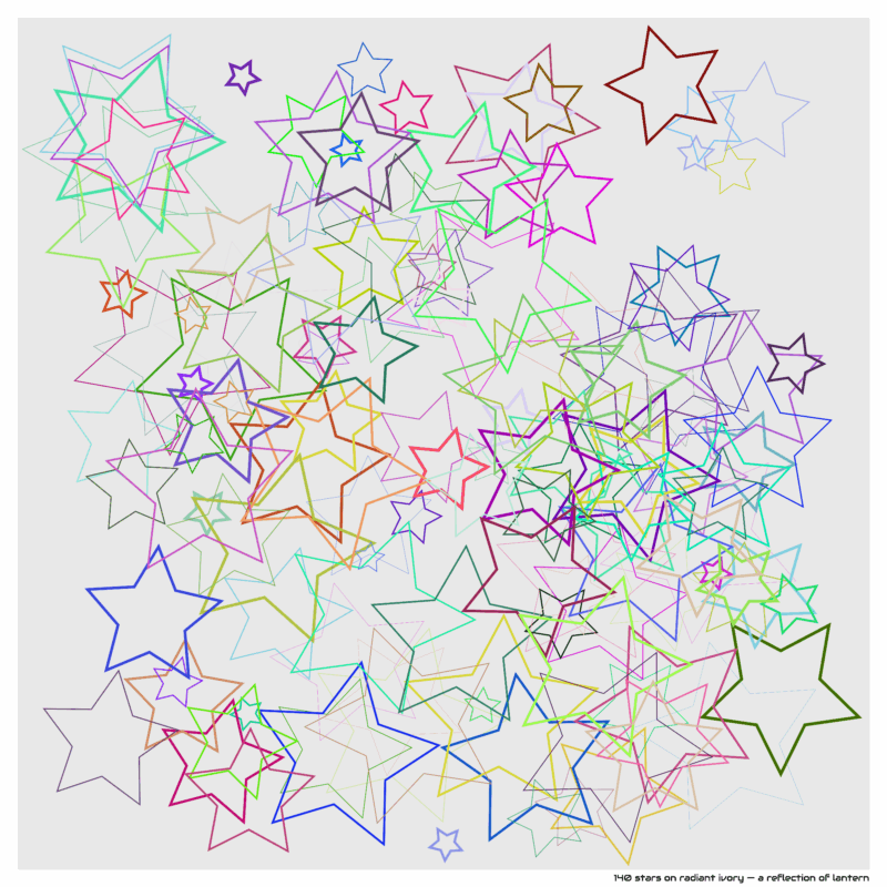 140 stars on radiant ivory — a reflection of lantern