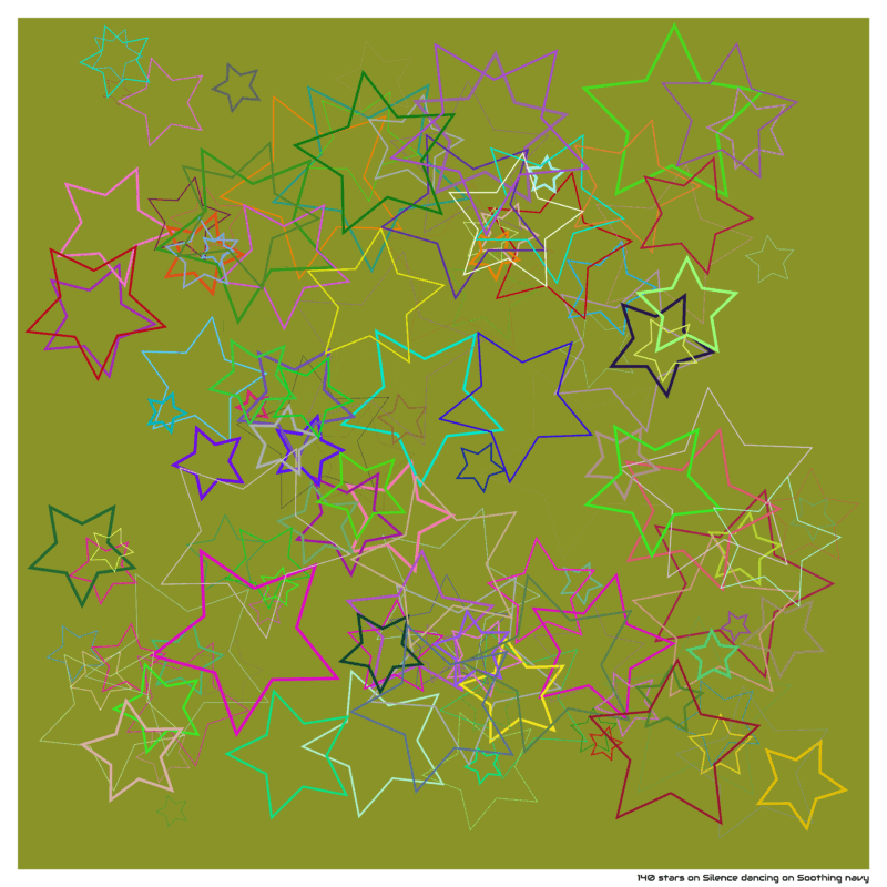 140 stars on Silence dancing on Soothing navy