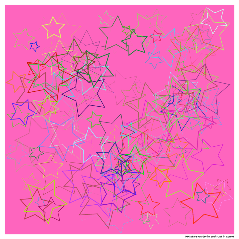 144 stars on denim and rust in comet
