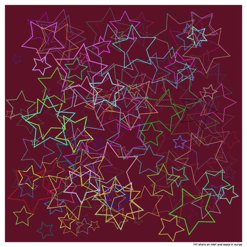147 stars on mist and sepia in surge