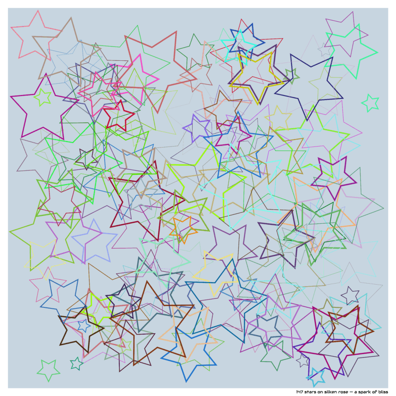 147 stars on silken rose — a spark of bliss