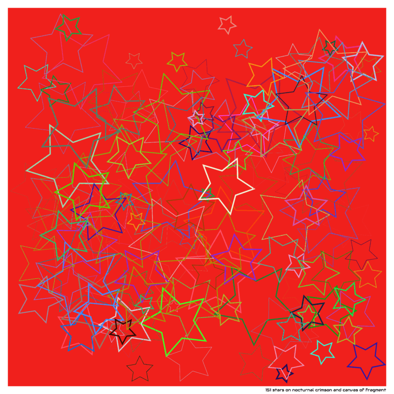 151 stars on nocturnal crimson and canvas of fragment